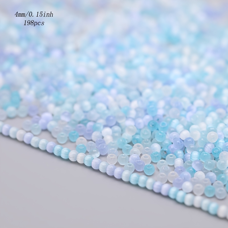 198pcs Mixed Color Glass Cat Eye Beads for Jewellery Making